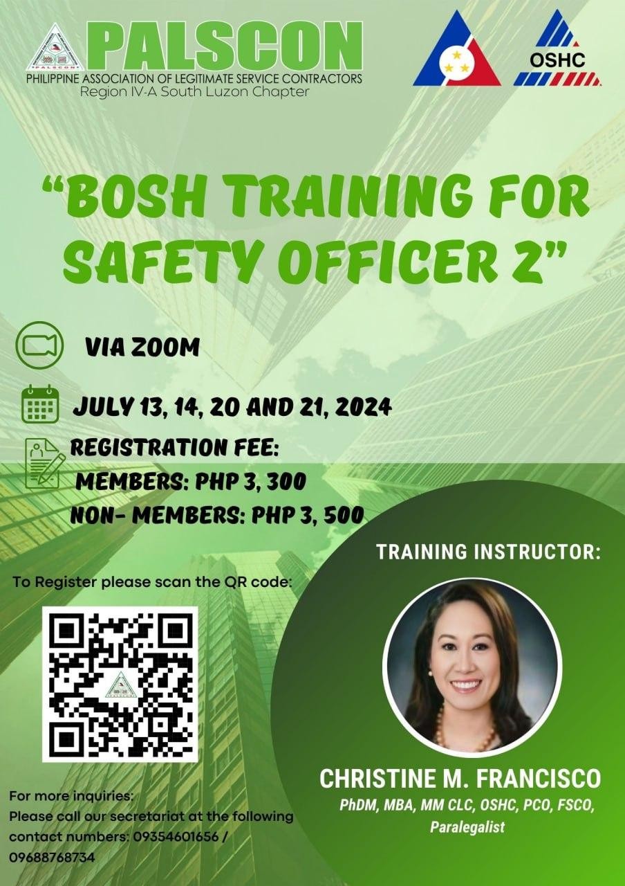 PALSCON Training Academy : Basic Occupational Safety and Health (BOSH ...